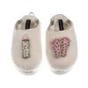 Laines London Women's Gold / Neutrals / White Flatform Cloud Slippers With New Baby Girl Brooches - Cream In Neutral