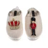 Laines London Women's Gold / Neutrals / White Flatform Cloud Slippers With Royal Crown & Grenadier Guard Brooches  In Multi