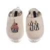 Laines London Women's Gold / Neutrals / White Flatform Cloud Slippers With Stripe 70th Birthday & Cake Brooches -  In Neutral