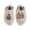 Laines London Women's Gold / Neutrals / White Flatform Cloud Slippers With Stripe 80th Birthday & Cake Brooches -  In Multi