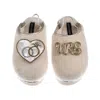 Laines London Women's Gold / Neutrals / White Flatform Cloud Slippers With Wedding Rings & Mrs Brooches - Cream In Neutral