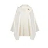 Laines London Women's White / Neutrals / Gold Laines Couture Wool Blend Zip Cape With Embellished Cream Corsage - In Gold/white