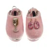 Laines London Women's Gold / Pink Flatform Cloud Slippers With 60th Birthday & Champagne Glass Brooches - Dusky Pi In Pink