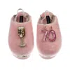 Laines London Women's Gold / Pink Flatform Cloud Slippers With 70th Birthday & Champagne Glass Brooches - Dusky Pi In Pink