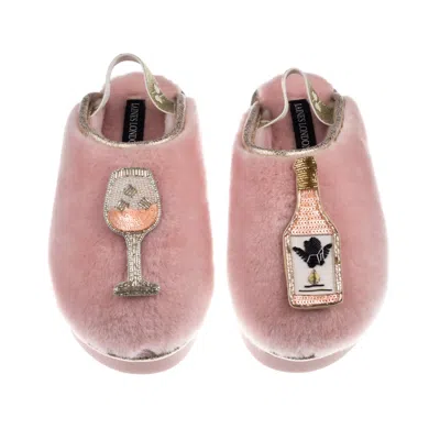 Laines London Women's Gold / Pink Flatform Cloud Slippers With Angelic Rose Wine Brooches - Dusky Pink In Multi