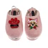 Laines London Women's Gold / Pink Flatform Cloud Slippers With Christmas Chihuahua & Paw Brooches - Dusky Pink In Pink