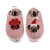Laines London Women's Gold / Pink Flatform Cloud Slippers With Christmas Fawn Pug & Paw Brooches - Dusky Pink In Pink