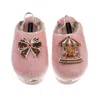 Laines London Women's Gold / Pink Flatform Cloud Slippers With Christmas Gingerbread Bow & Carousel Brooches - Dus In Black