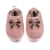 Laines London Women's Gold / Pink Flatform Cloud Slippers With Christmas Gingerbread Bows Brooches - Dusky Pink In Neutral