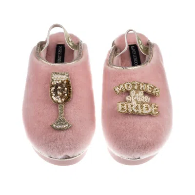 Laines London Women's Gold / Pink Flatform Cloud Slippers With Mother Of The Bride Brooches - Dusky Pink In Multi