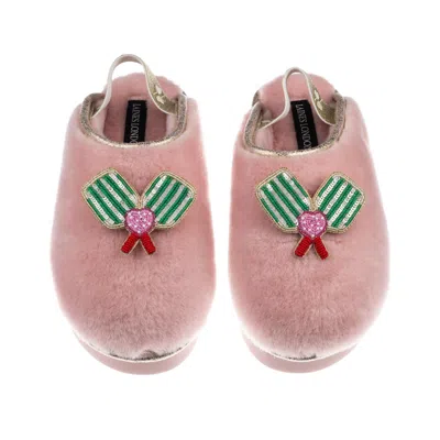 Laines London Women's Gold / Pink Flatform Cloud Slippers With Pickle Ball Racket Brooches - Dusky Pink In Multi