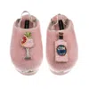 Laines London Women's Gold / Pink Flatform Cloud Slippers With Pink Rosa & Grapefruit Gin Brooches - Dusky Pink In Multi