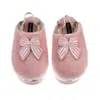 Laines London Women's Gold / Pink Flatform Cloud Slippers With Pink Stripe Bow Brooches - Dusky Pink In Pink