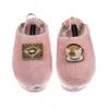 Laines London Women's Gold / Pink Flatform Cloud Slippers With Tea & Biscuit Brooches - Dusky Pink In Multi