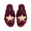 Laines London Women's Gold / Red Classic Laines Slippers With Fucking Fabulous Brooches - Limited Edition Burgundy In Red
