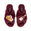 Laines London Women's Gold / Red Classic Laines Slippers With Summer Punch Brooches - Limited Edition Burgundy In Burgundy