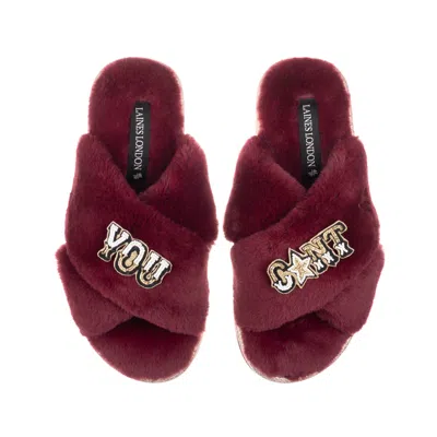 Laines London Women's Gold / Red Classic Laines Slippers With You Cunt Brooches - Limited Edition Burgundy In Multi