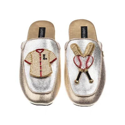 Laines London Women's Gold / Silver Classic Mules With Baseball Lover Brooches - Silver & Gold In Gold/silver