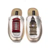 Laines London Women's Gold / Silver Classic Mules With Big Ben & Red Phone Box Brooches - Silver & Gold In Gold/silver