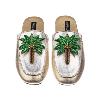 Laines London Women's Gold / Silver Classic Mules With Double Palm Tree Brooches - Silver & Gold In Gold/silver
