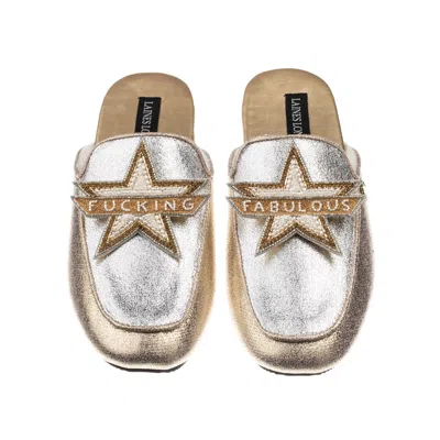 Laines London Women's Gold / Silver Classic Mules With Fucking Fabulous Brooches - Silver & Gold In Gold/silver