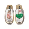 Laines London Women's Gold / Silver Classic Mules With Golf Lover Brooches - Silver & Gold In Gold/silver