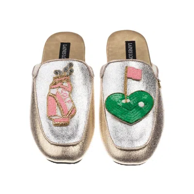 Laines London Women's Gold / Silver Classic Mules With Golf Lover Brooches - Silver & Gold In Gold/silver
