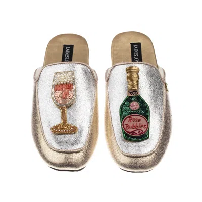 Laines London Women's Gold / Silver Classic Mules With Pink Champagne Brooches - Silver & Gold In Gold/silver