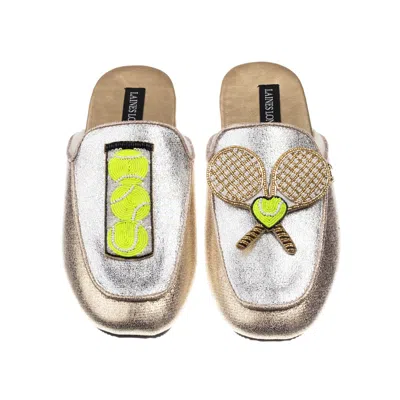 Laines London Women's Gold / Silver Classic Mules With Tennis Lover Brooches - Silver & Gold In Gold/silver