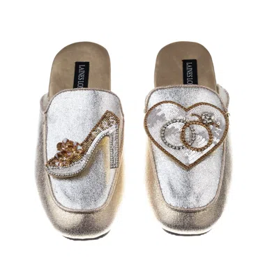 Laines London Women's Gold / Silver Classic Mules With Wedding Rings & Mrs Heel Brooches - Silver & Gold In Gold/silver