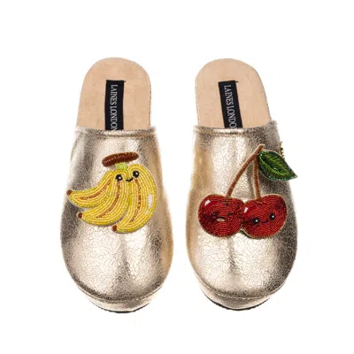Laines London Women's Gold Softies With Laines Loveables Banana & Cherry Brooches