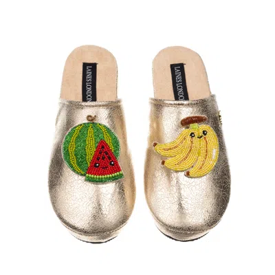 Laines London Women's Gold Softies With Laines Loveables Watermelon & Banana Brooches