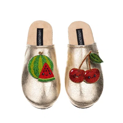 Laines London Women's Gold Softies With Laines Loveables Watermelon & Cherry Brooches