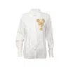 Laines London Women's Gold / White Laines Couture White Tie Shirt With Embellished Lobster