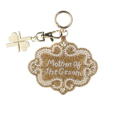 Laines London Women's Gold / White Mother Of The Groom Hand-beaded Bag Charm - Wedding Edit In Gold/white