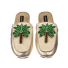 Laines London Women's Gold / White / Neutrals Classic Mules With Double Palm Tree Brooches - Cream & Gold In Gold/white