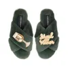 Laines London Women's Green / Gold Classic Laines Slippers With Maid Of Honor Brooches - Limited Edition Green In Multi