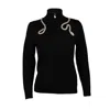 Laines London Women's Laines Couture Black Quarter Zip Jumper With Embellished Crystal & Pearl Snake In Black