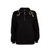 Laines London Women's Laines Couture Black Quarter Zip Sweatshirt With Black & Gold Wrap Snake In Black