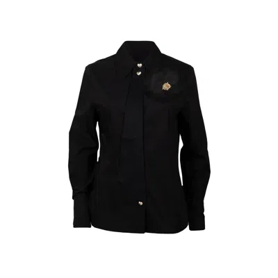 Laines London Women's Laines Couture Black Tie Shirt With Black Corsage