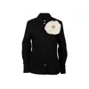 Laines London Women's Laines Couture Black Tie Shirt With Cream Corsage In Black