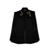 Laines London Women's Laines Couture Tailored Cape With Embellished Black & Gold Wrap Around Snake In Black
