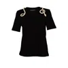 Laines London Women's Laines Couture Embellished Crystal Wrap Around Snake T-shirt - Black