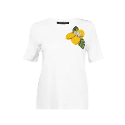 Laines London Women's Laines Couture Embellished La Dolce Vita Lemons T-shirt - White