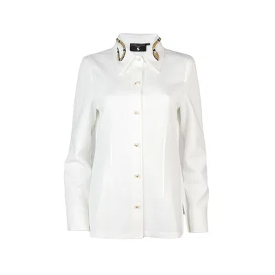 Laines London Women's Laines Couture Gold Snake Collar White Shirt