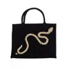 Laines London Women's Laines Couture Hand Embellished Crystal & Pearl Snake Tote Bag - Black In Black
