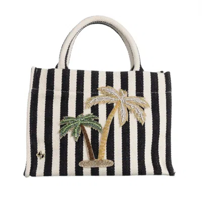 Laines London Women's Laines Couture Hand Embellished Palm Tree Tote Bag - Black & Cream In Gray