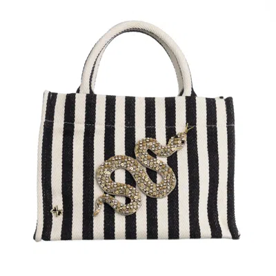 Laines London Women's Laines Couture Hand Embellished Snake Tote Bag - Black & Cream