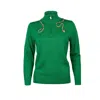 Laines London Women's Laines Couture Quarter Zip Green Jumper With Embellished Green & Gold Wrap Snake In Green