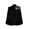 Laines London Women's Laines Couture Tailored Cape With Embellished Black & Cream Corsage In Black
